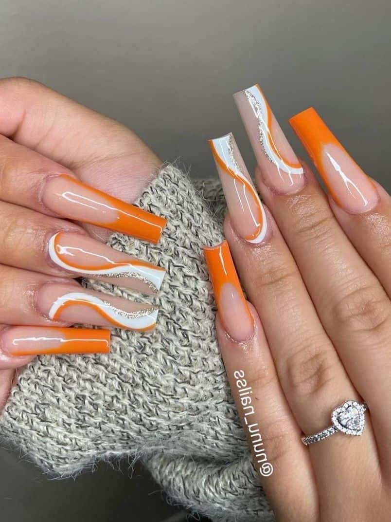 Burnt Orange Nails: 45+ Designs and Ideas Perfect for Fall | Orange nail  designs, Orange acrylic nails, Gold acrylic nails - Rustic Orange Nail Ideas