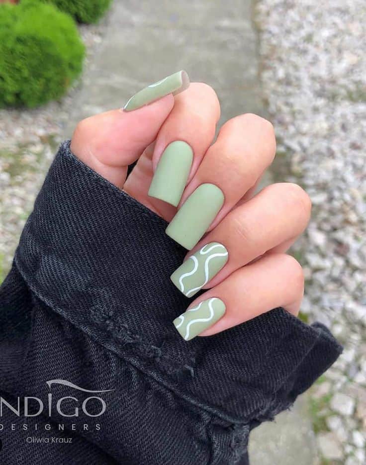 19+ Gorgeous Sage Green Nails To Inspire Your Next Mani [2025] | Green  acrylic nails, Nail colors, Green nails - Earthy Sage Green Nail Designs