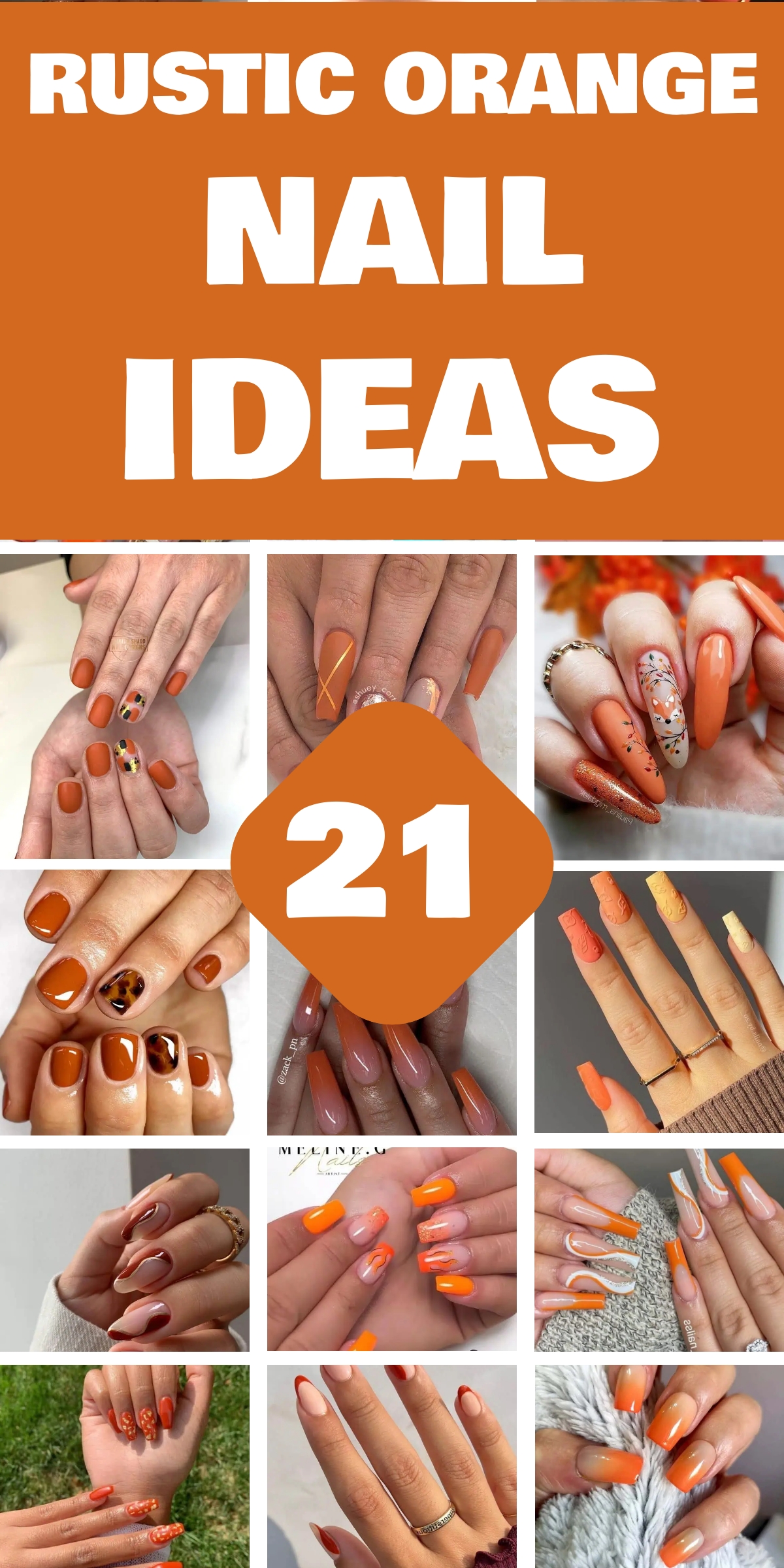 21 Cute Rustic Orange Nail Ideas - Rustic orange nail ideas are the perfect blend of earthy tones and vibrant hues, making them an ideal choice for those looking to add a unique touch to their manicure. Whether you're drawn to warm autumn shades or soft, muted colors with a bold pop, rustic orange nails offer a variety of styles that can suit any occasion.