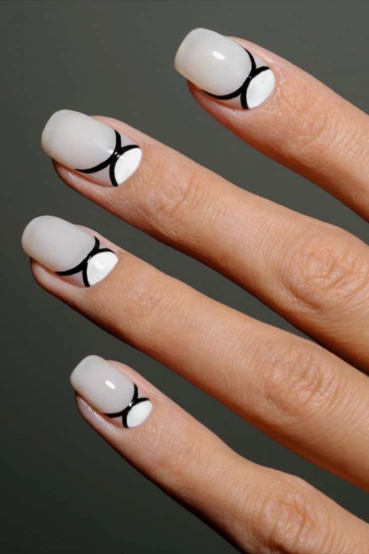 Black and white nails design 2022 - Monochrome Neutral Fall Nails