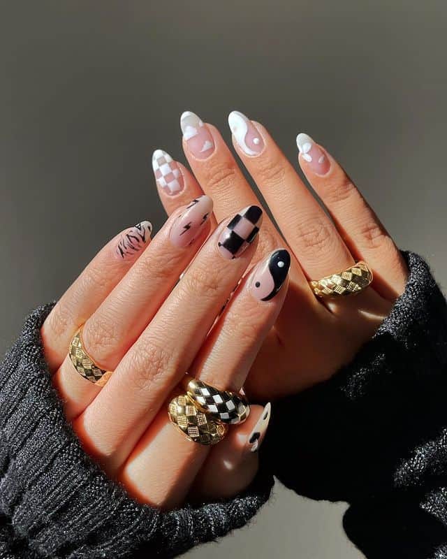 50+ Black And White Nails You Need To Try! - Monochrome Neutral Fall Nails