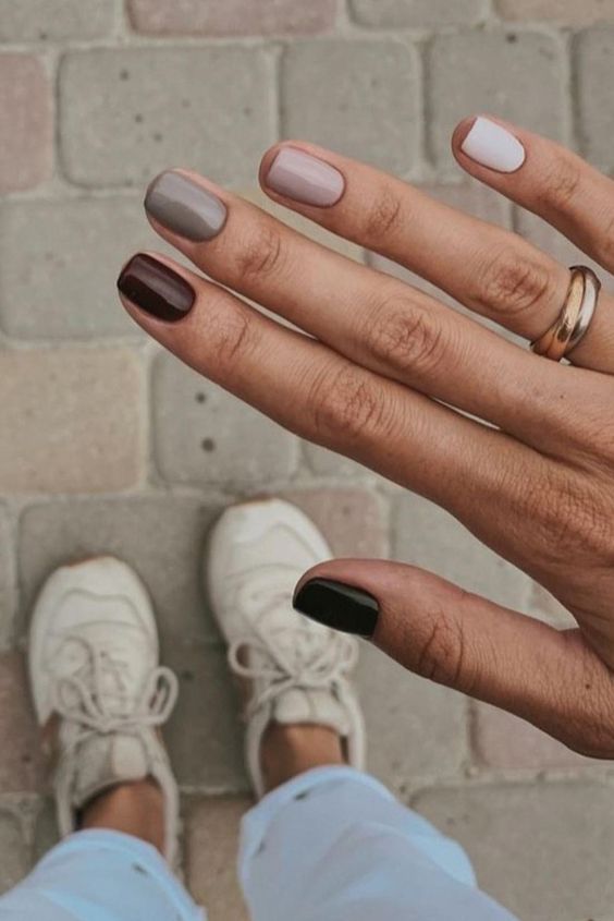 11 Unique And Lovely Fall Nail Colors You Need Right Now - Monochrome Neutral Fall Nails