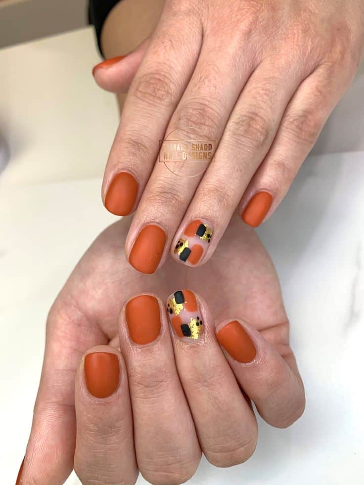 Burnt orange nails - Rustic Orange Nail Ideas