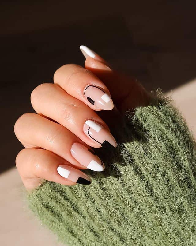 40+ Black and White Nails That Are Trendy Right Now! - Prada & Pearls - Monochrome Neutral Fall Nails