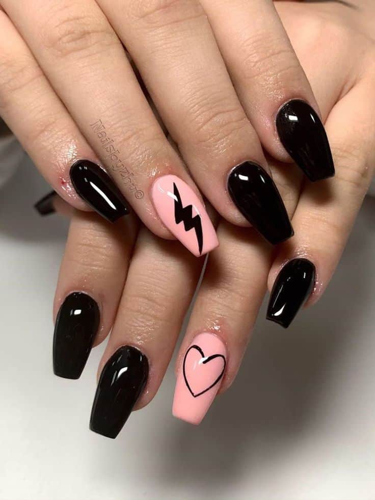 40 Simple and Edgy Black Nails Ideas That You'll Fall in Love With - Fall Black Nail Color