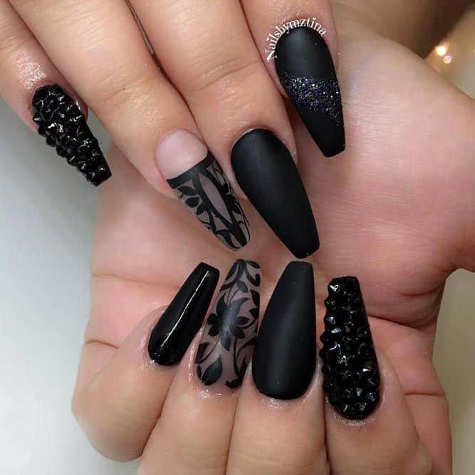 35 Matte Black Nails Ideas 2025 - Fall Black Nail Color