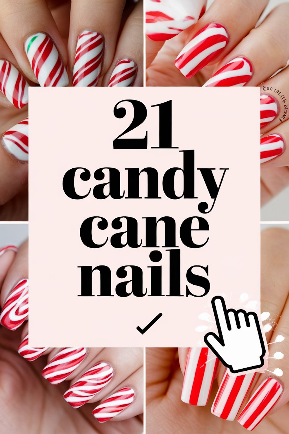 21 Simple Candy Cane Nails - Candy Cane Nails bring the festive spirit straight to your fingertips. Whether you love the classic red-and-white swirls or want a fresh take on candy cane nail designs, these holiday-inspired manicures add a fun, seasonal touch to any look.