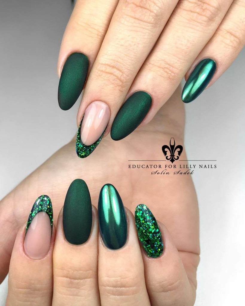 00008 Matte Green Nails - I’ve always loved experimenting with nail colors, but nothing feels quite like chic matte green nail ideas during the cooler months. The first time I tried matte green nails, I was going for something simple but what happened was—everyone noticed it, even strangers.