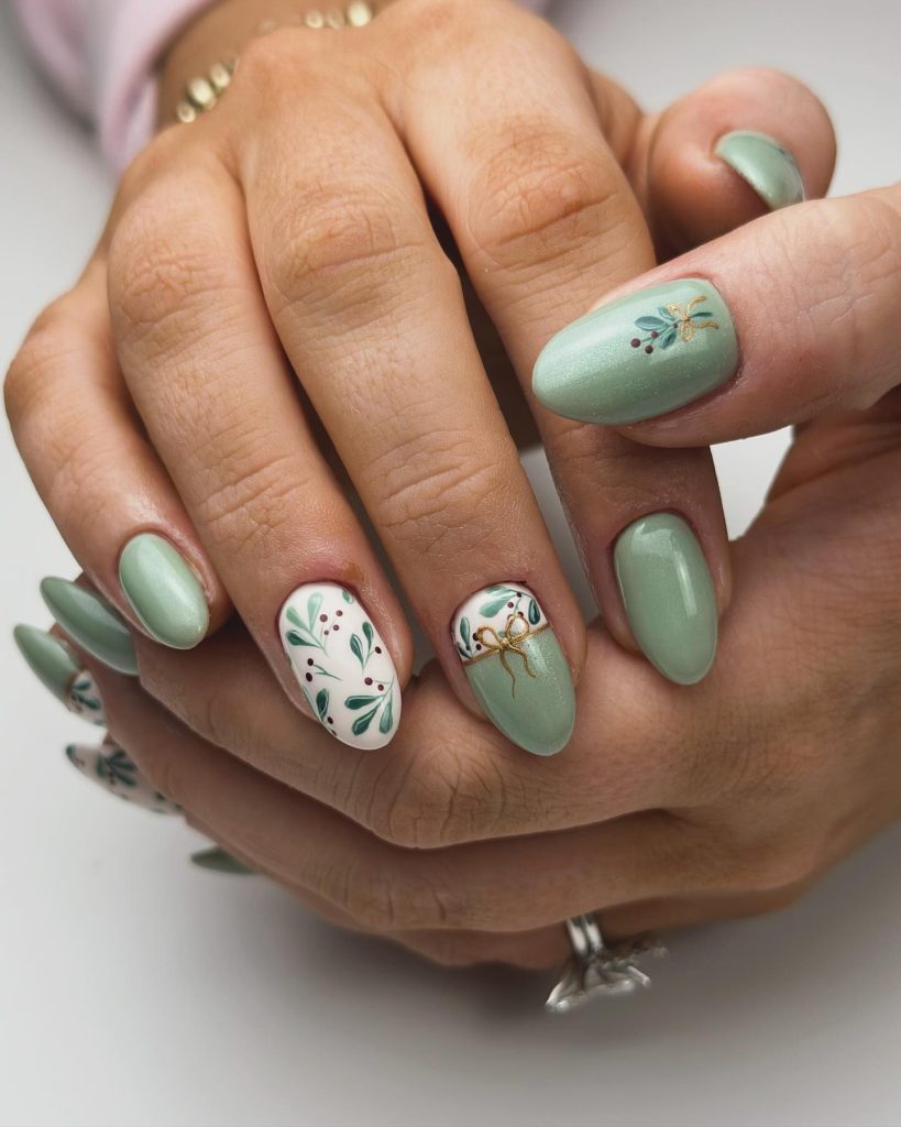 00011 Matte Green Nails - I’ve always loved experimenting with nail colors, but nothing feels quite like chic matte green nail ideas during the cooler months. The first time I tried matte green nails, I was going for something simple but what happened was—everyone noticed it, even strangers.