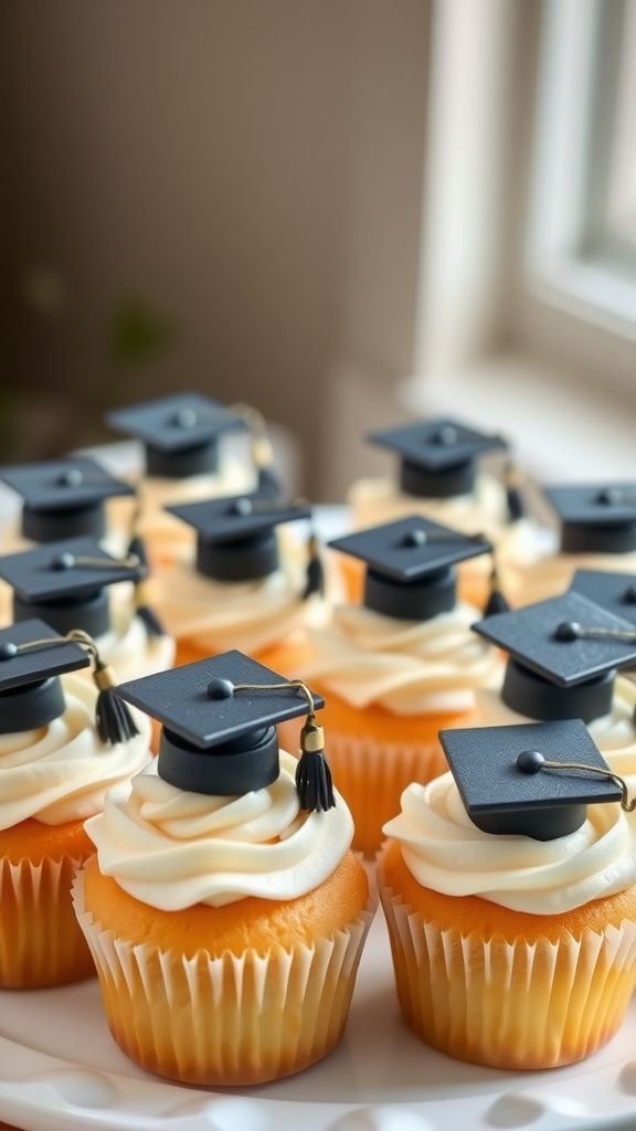 Cap-shaped cupcake toppers with playful flair
