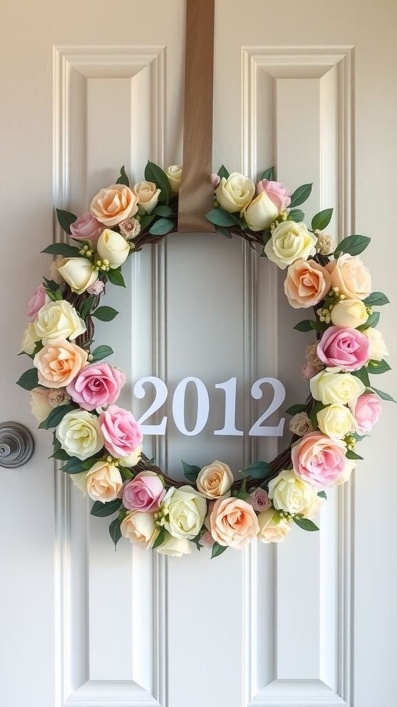 Class year floral wreath for front door display