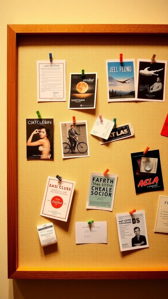 Framed collage of achievements and tickets