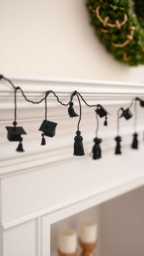 Graduation cap garland with tiny mortarboards