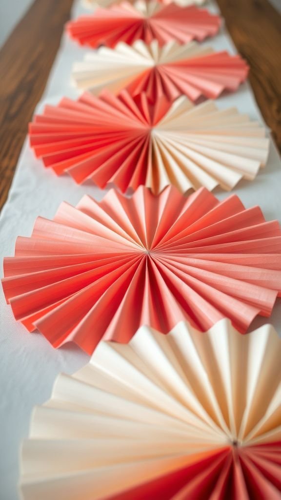 Paper fan table runners for layered texture